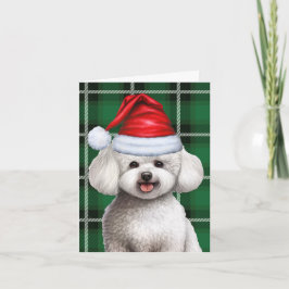 Bichon Frise Hund Helgdag Grönt Play Helgkort