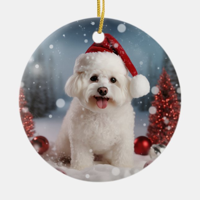 Bichon Frise Hund jul Keepsaké Ornament (Framsidan)