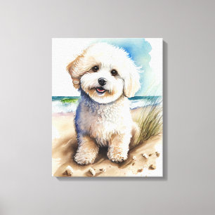 Bichon Frise Hund Konst Målning Canvastryck