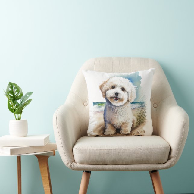 Bichon Frise Hund Konst Målning Kudde (Stol)