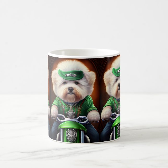 Bichon Frisé Hund Körande Cykel St. Patrick's Day Kaffemugg (Center)