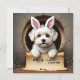 Bichon Frise hund - med Familj Namn Julkort