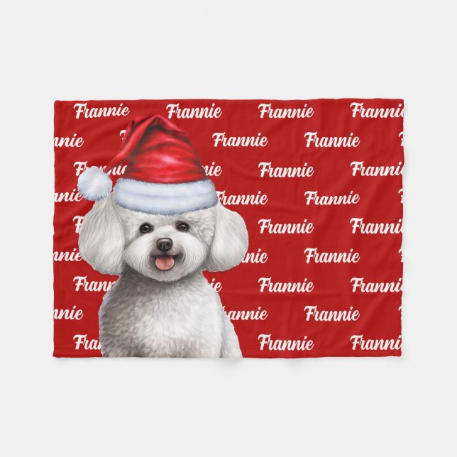 Bichon Frise Hund med Namn jul-Helgdag Fleecefilt (Framsidan (Horisontell))