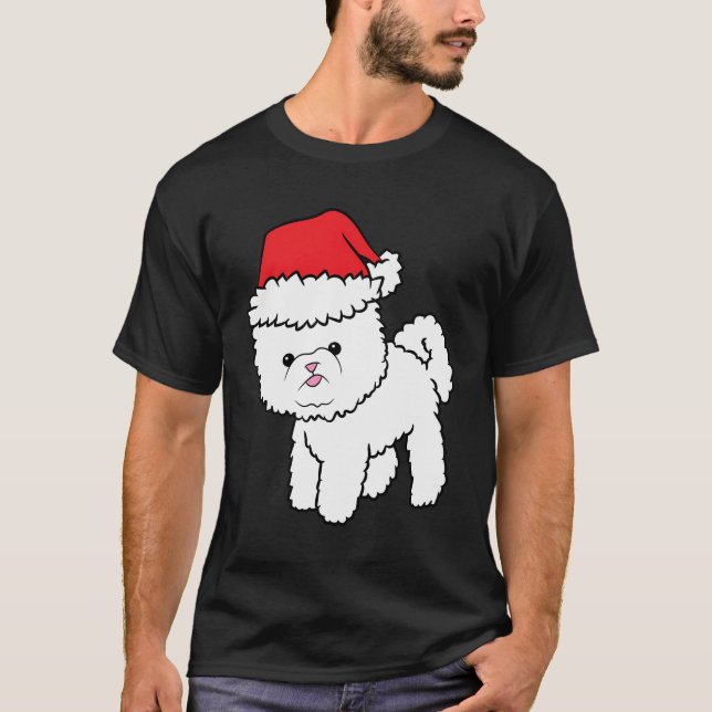 Bichon Frise Hund med Santa Hat jul Bichon F T Shirt (Framsida)