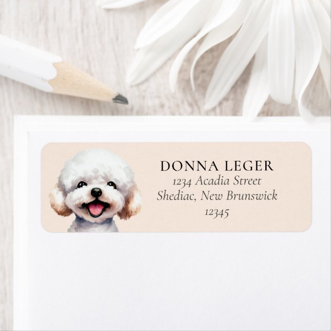 Bichon Frise Hund Personlig Adress Returadress Etikett (Insitu)