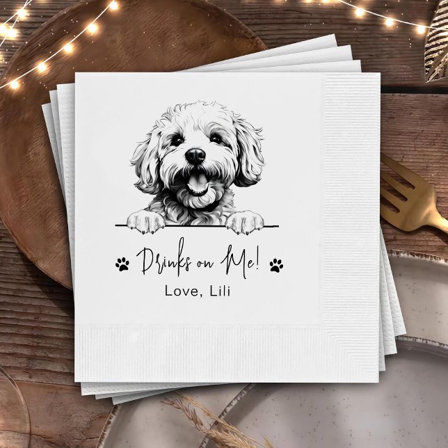 Bichon Frise Hund Personlig dricker på mig Pappersservett (Skapare uppladdad)