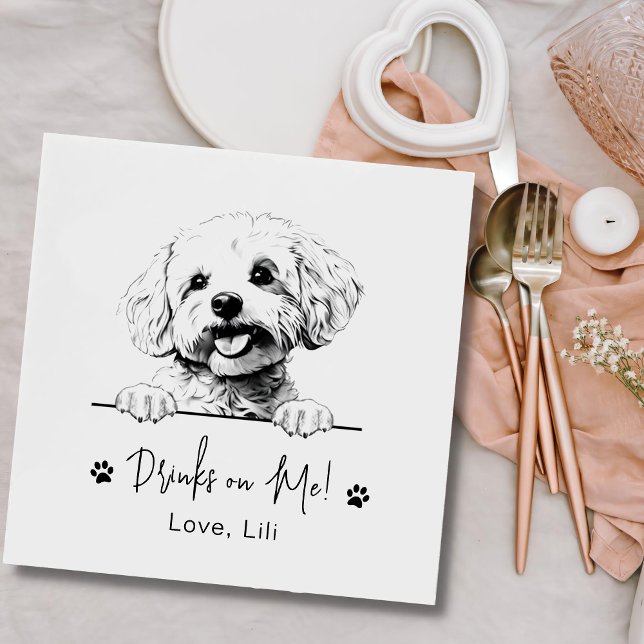 Bichon Frise Hund Personlig dricker på mig Pappersservett (Skapare uppladdad)