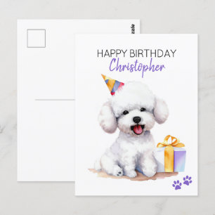Bichon Frise Hund Personlig Glad Födelsedag Vykort
