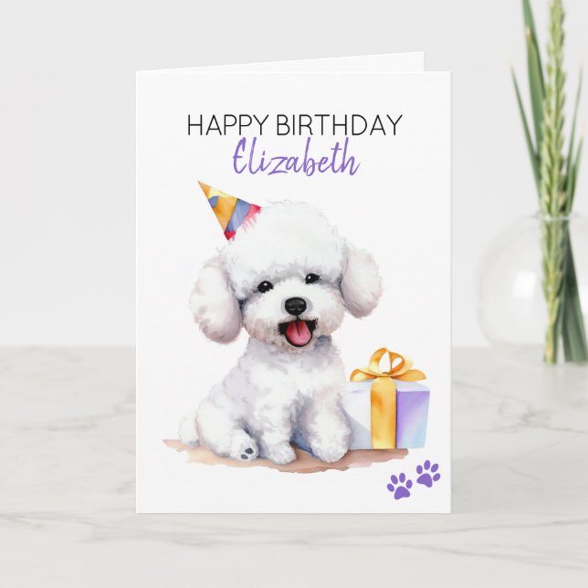 Bichon Frise Hund Personlig Grattis på födelsedage Kort (Framsida)
