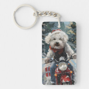 Bichon Frise Hund Riding Motorcykel jul