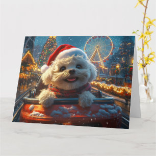 Bichon Frise Hund Roller Underlägg jul Kort