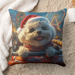 Bichon Frise Hund Roller Underlägg jul Kudde