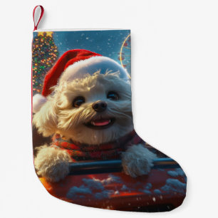 Bichon Frise Hund Roller Underlägg jul Liten Julstrumpa