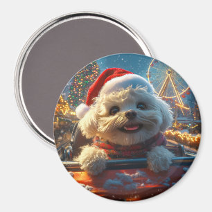 Bichon Frise Hund Roller Underlägg jul Magnet