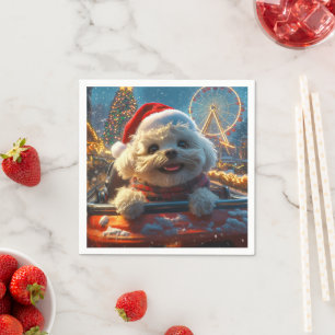 Bichon Frise Hund Roller Underlägg jul Pappersservett