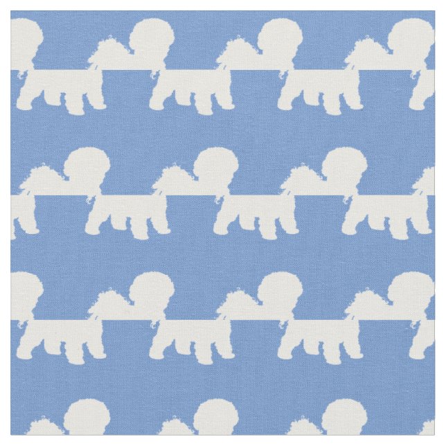 Bichon Frise Hund Silhouette Pet Light Blue Tyg (Närbild)