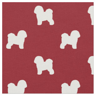 Bichon Frise Hund Silhouettes Mönster Red and Whit Tyg