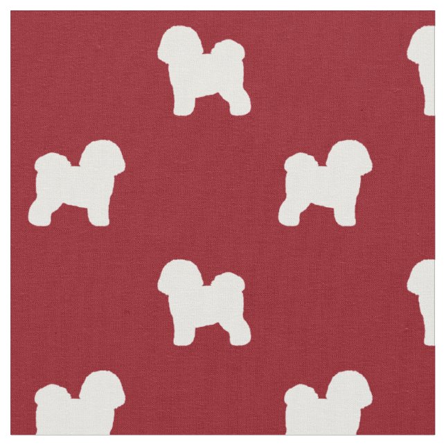 Bichon Frise Hund Silhouettes Mönster Red and Whit Tyg (Närbild)