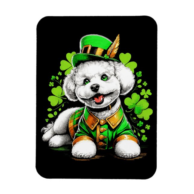 Bichon Frise Hund St Patrick's Day Magnet (Vertikal)