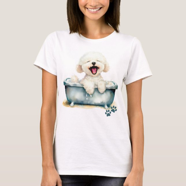 Bichon Frise Hund T Shirt (Framsida)