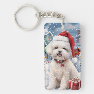 Bichon Frise Hund Vinter Värld Julglädje