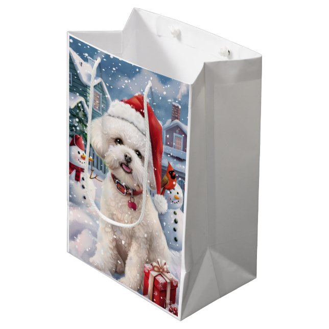 Bichon Frise Hund Winter Wonderland jul Joy (Framsidan Vinklad)