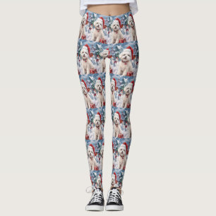 Bichon Frise Hund Winter Wonderland jul Joy Leggings