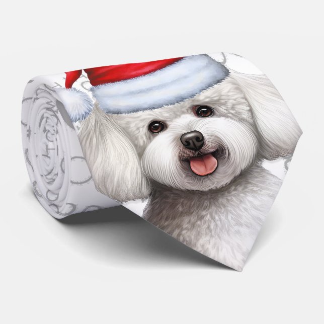 Bichon Frise Hund Woof jul Djurälskare Slips (Rullad)