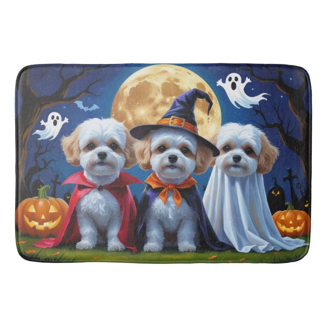 Bichon Frise Hundar Pumpkin Halloween Funny Badrumsmatta (Framsidan)