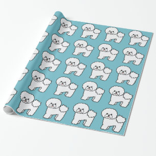 Bichon Frise Hundmönster på Blå Presentpapper