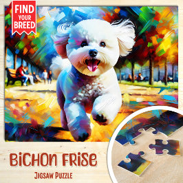 Bichon Frise Hundporträtt Akryl Konsttryck Hund Pussel
