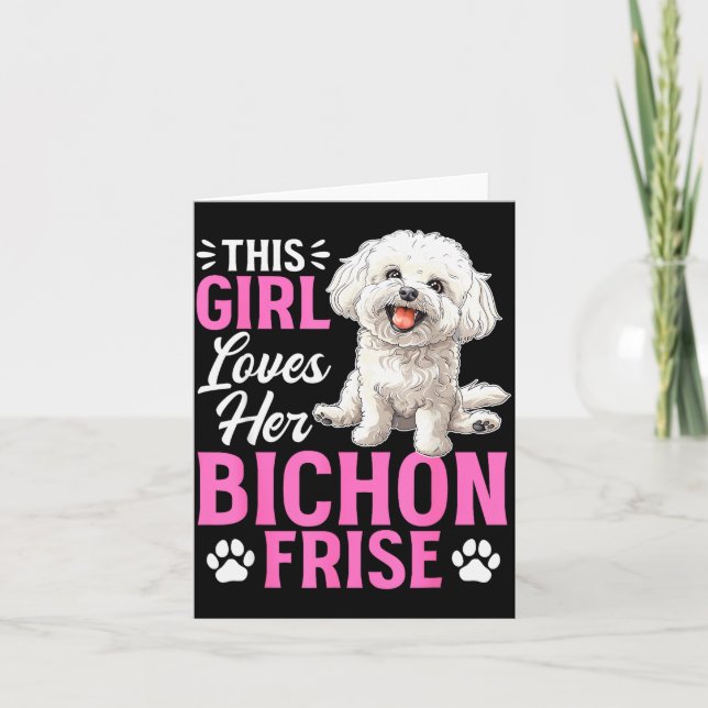 Bichon Frise Hundras Denna Tjej älskar Sin Bichon  Kort (Framsida)