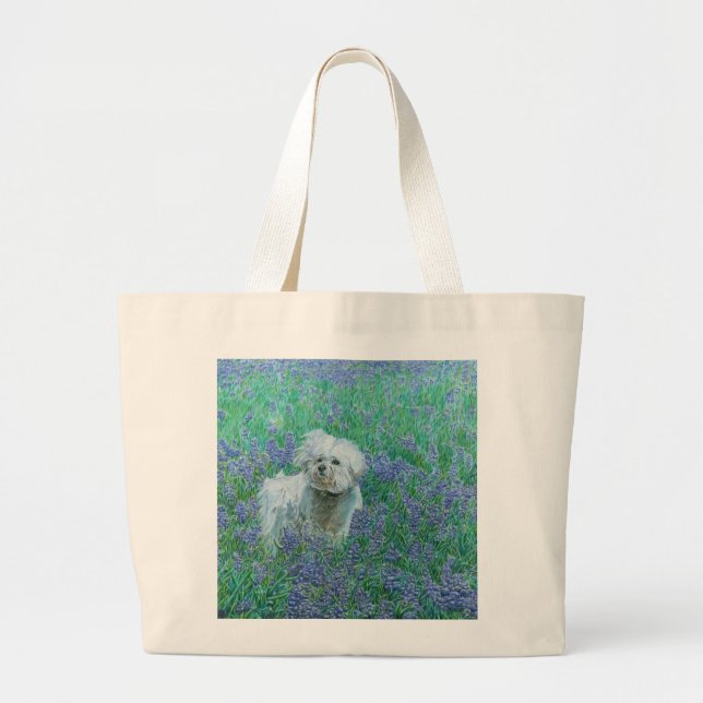 Bichon Frise i Bluebonnets Jumbo Tygkasse (Framsidan)