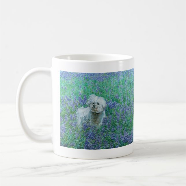 Bichon Frise i Bluebonnets Kaffemugg (Vänster)