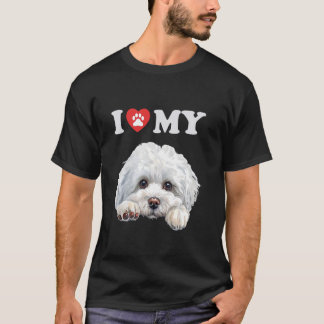 Bichon Frise I Hjärtar min Hund Rolig hund Älskare T Shirt