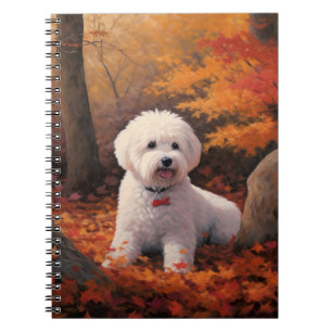 Bichon Frise i Höst löv Fall Inspire Anteckningsbok