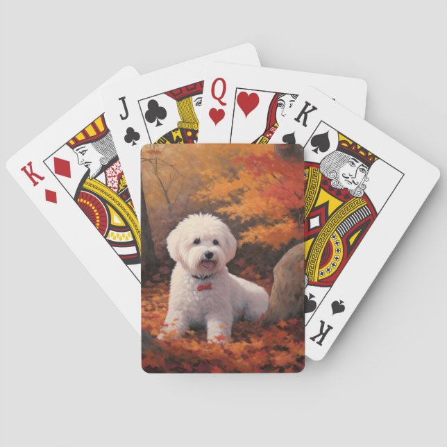 Bichon Frise i Höst löv Fall Inspire Casinokort (Baksidan)