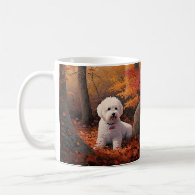 Bichon Frise i Höst löv Fall Inspire Kaffemugg (Vänster)