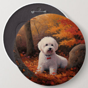 Bichon Frise i Höst löv Fall Inspire Knapp
