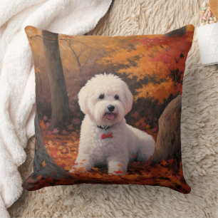 Bichon Frise i Höst löv Fall Inspire Kudde