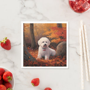 Bichon Frise i Höst löv Fall Inspire Pappersservett