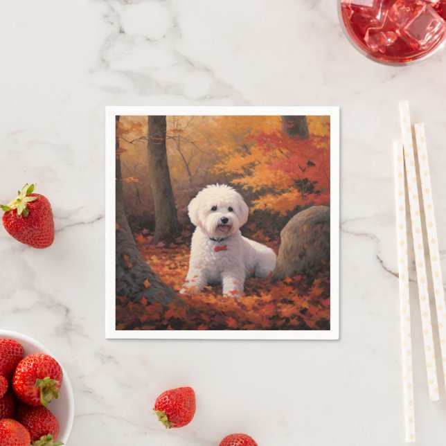 Bichon Frise i Höst löv Fall Inspire Pappersservett (Insitu)