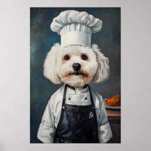 Bichon Frise i kockhatt affisch, husdjur affisch