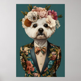 Bichon Frise i kostymaffisch, Bichon Frise Poster