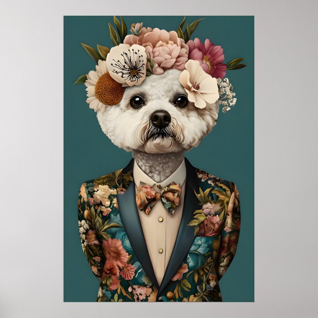 Bichon Frise i kostymaffisch, Bichon Frise Poster (Framsidan)