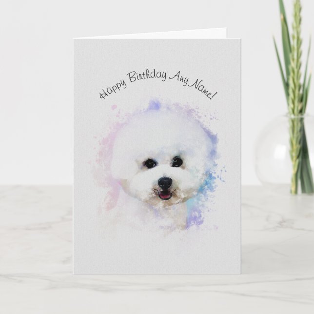 Bichon Frise Illustrated Birthday Card Kort (Framsida)