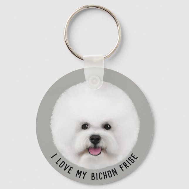 Bichon Frise Illustrated-Nyckelring Nyckelring (Framsida)