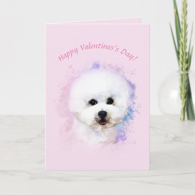 Bichon Frise Illustrated Valentine Day Card Helgkort (Framsida)