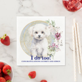 Bichon Frise jag gör också servetter med hund foto