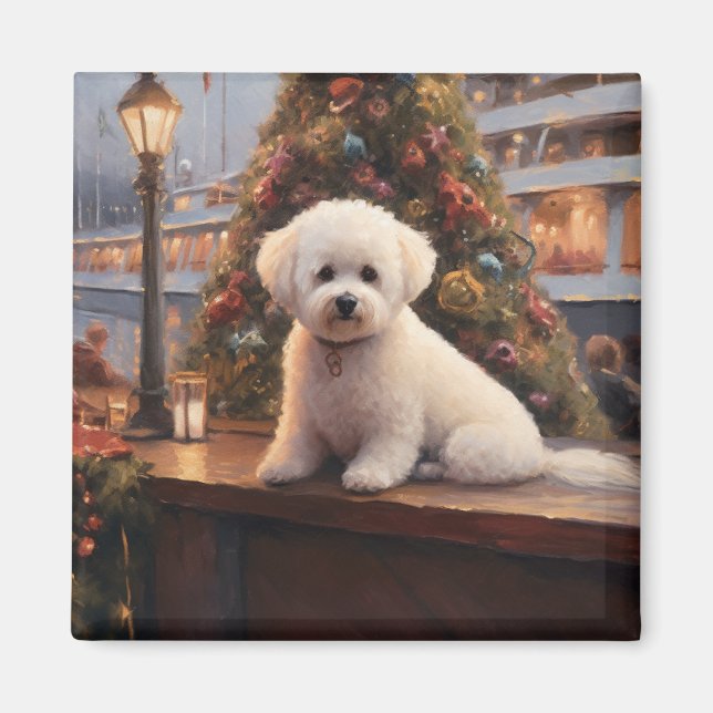 Bichon Frise-jul Cruise: Pawsome Helgdag Magnet (Framsidan)